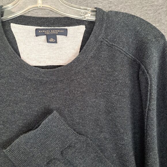 Banana Republic Sweater Mens XL Gray Pima Cotton Lightweight - Picture 1 of 9
